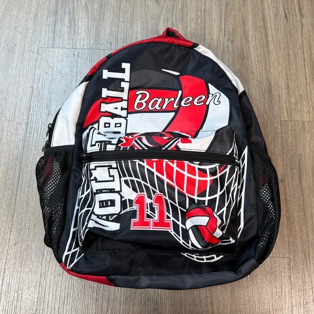 Volleyball Themed Black and Red Backpack