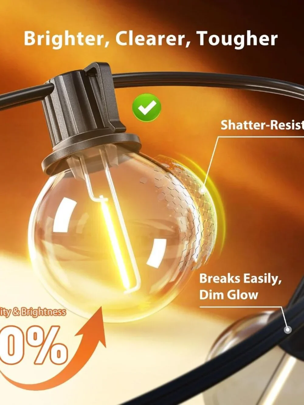Outdoor String Lights 100FT G40 with APP Control