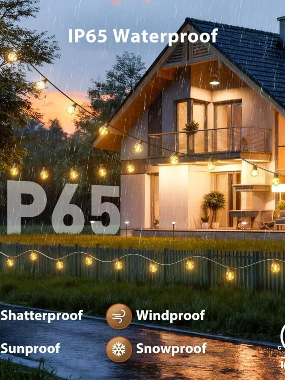 Outdoor String Lights 100FT G40 with APP Control