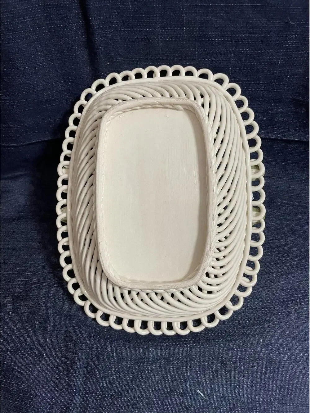 Capo di Monte style basket cottage core clutter core floral lattice handle sweet