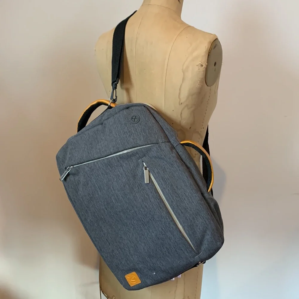 Van Goddy Hybrid 3-in-1 convertible briefcase portfolio backpack gray 14x10