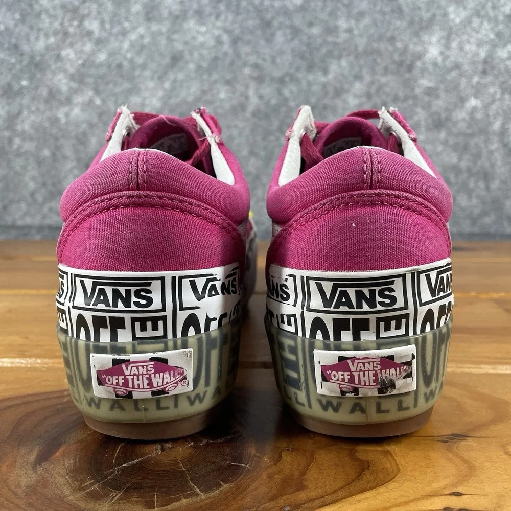 VANS Old Skool Stacked Logo Platform Cabaret Pink Checker Womens 6 / Mens 4.5