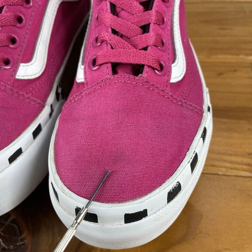 VANS Old Skool Stacked Logo Platform Cabaret Pink Checker Womens 6 / Mens 4.5