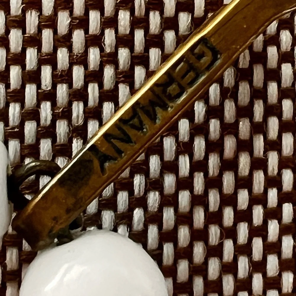 Vintage White Milk Glass Beaded Fringe Choker Necklace Marked Germany