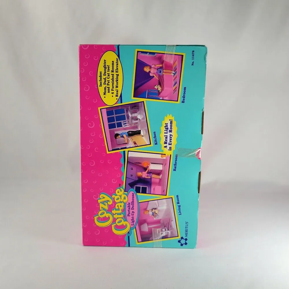 Vintage Cozy Cottage Portable Light Up Doll House 1994 Meritus 11478 - NIB