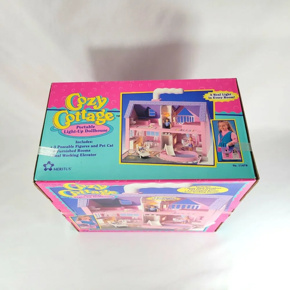 Vintage Cozy Cottage Portable Light Up Doll House 1994 Meritus 11478 - NIB