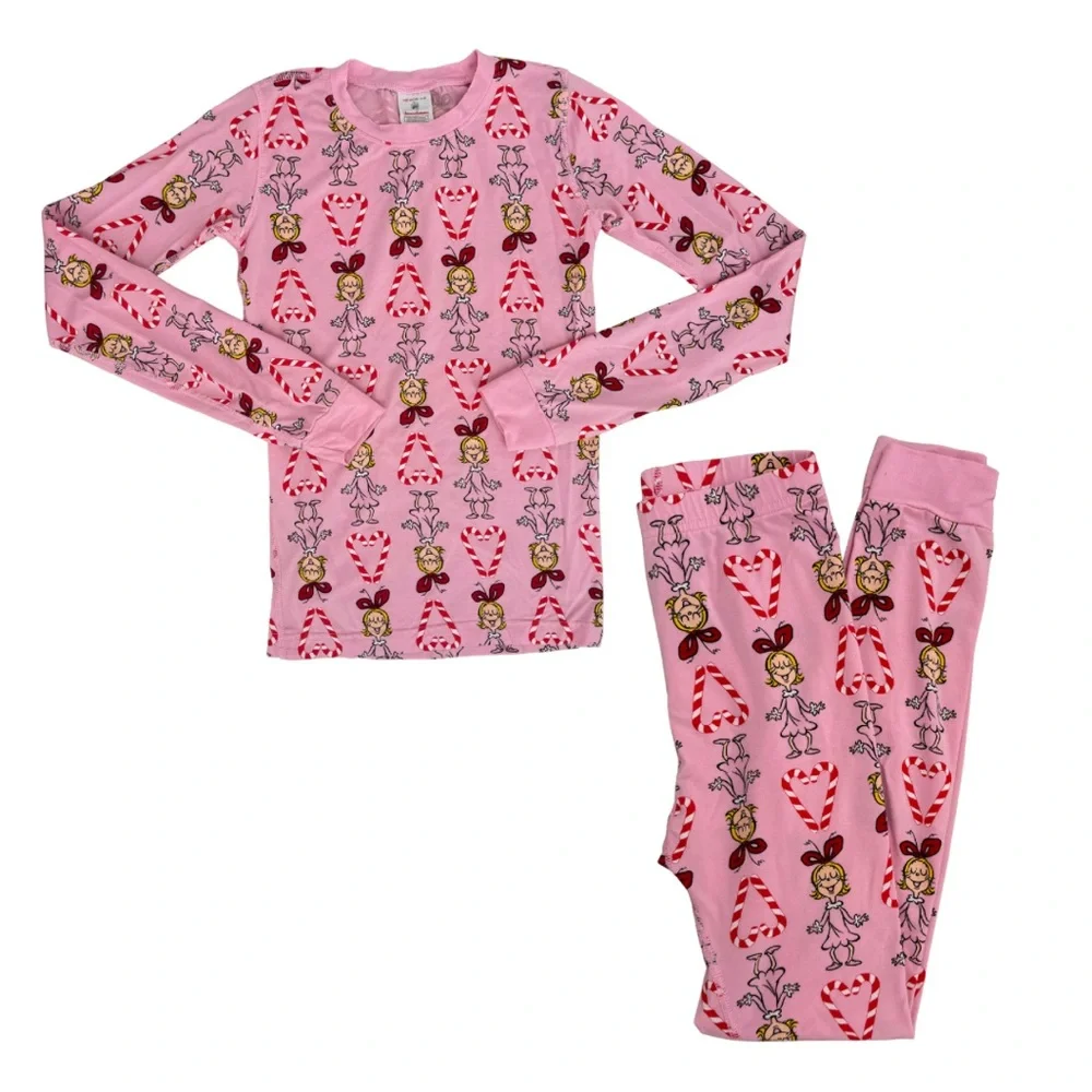Hanna Andersson Dr. Seuss Cindy Lou Who The Grinch Pink Long Pajama Set  Girl 10