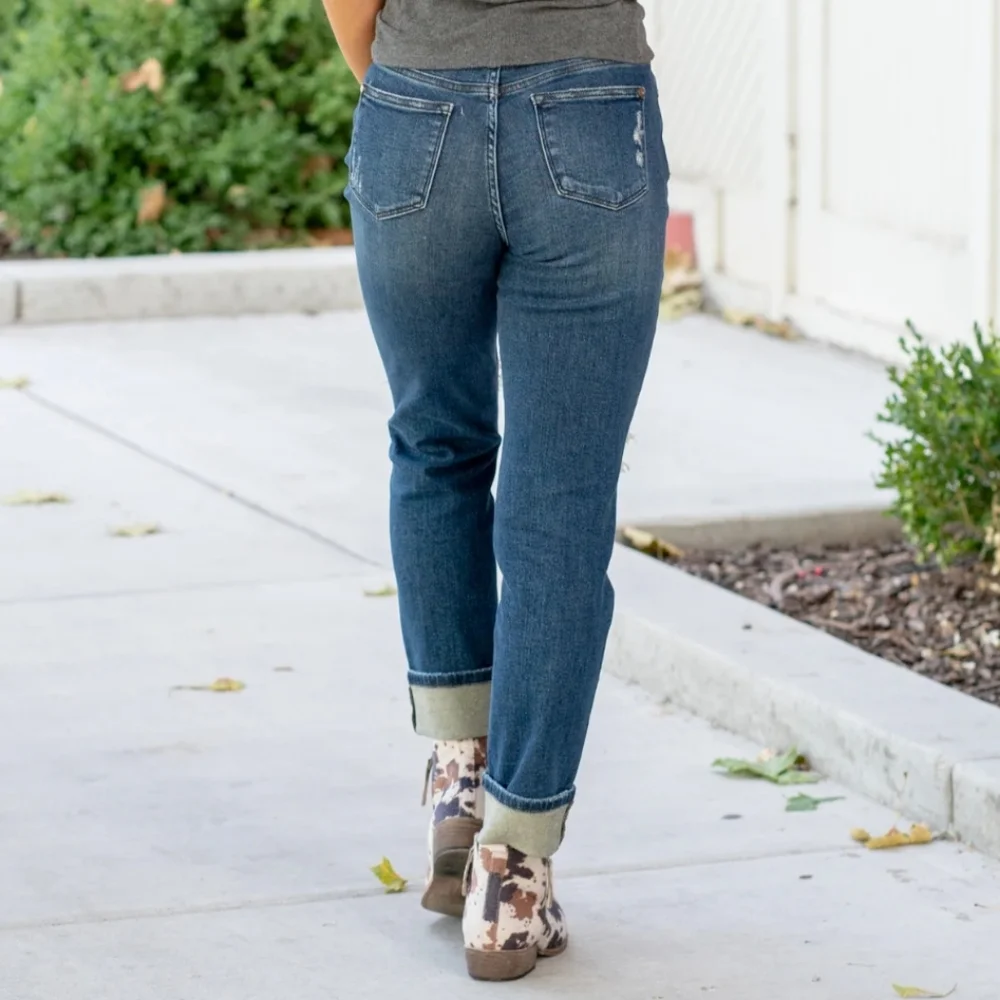 🥳 Sale Judy Blue Buffalo Plaid Patch midrise Navy Red Americana