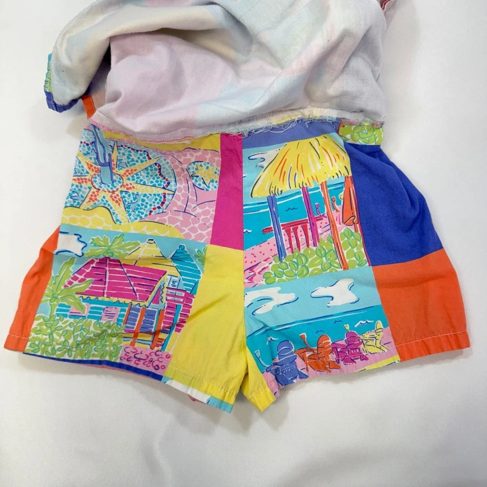Lilly Pulitzer Beach Print Skort Girls 4 Multi Color Patchwork Tropical