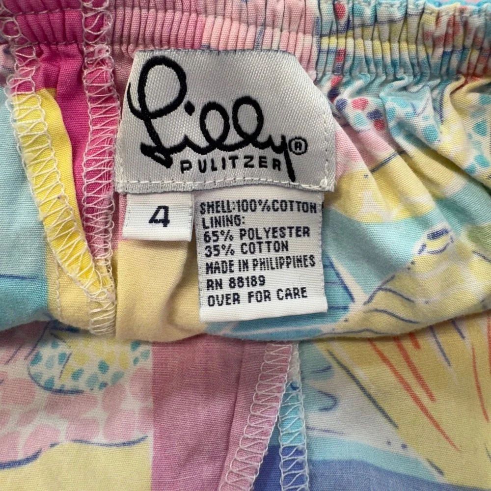 Lilly Pulitzer Beach Print Skort Girls 4 Multi Color Patchwork Tropical