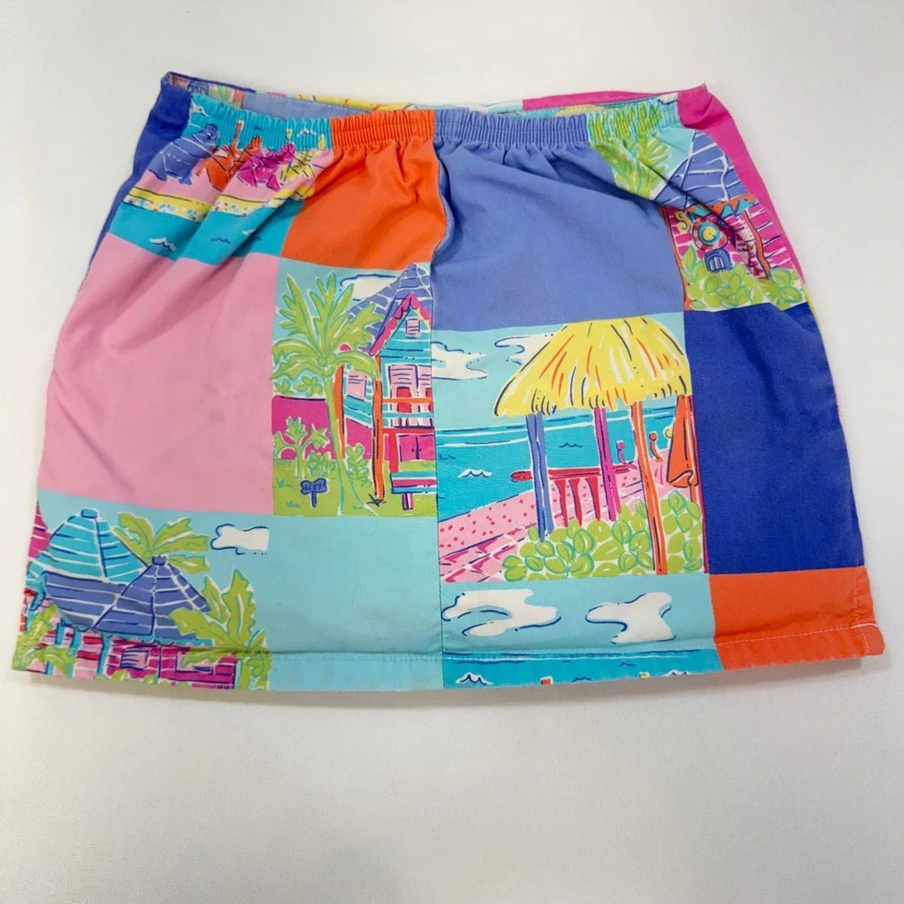 Lilly Pulitzer Beach Print Skort Girls 4 Multi Color Patchwork Tropical