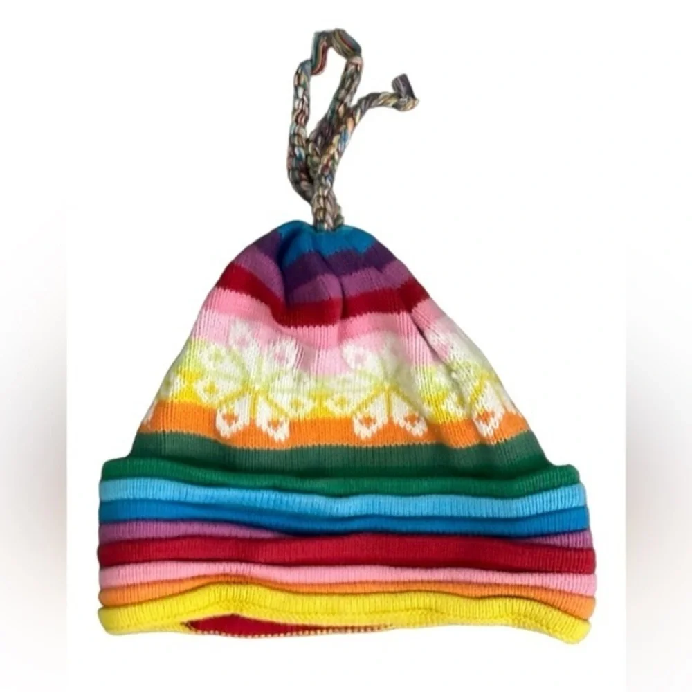Gap Rainbow Striped Beanie Winter Hat Youth M 7-8