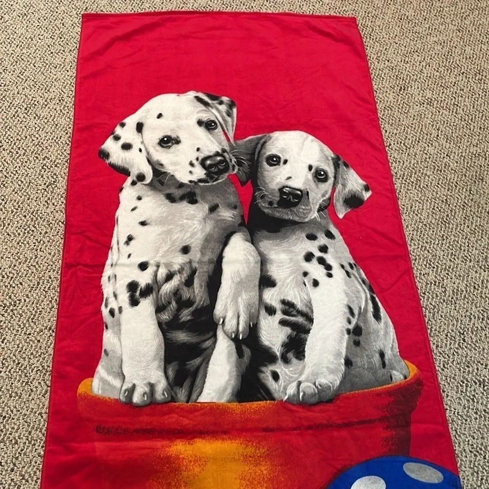 Copa Dalmatian Dog Beach Towel- Red and Blue NWT