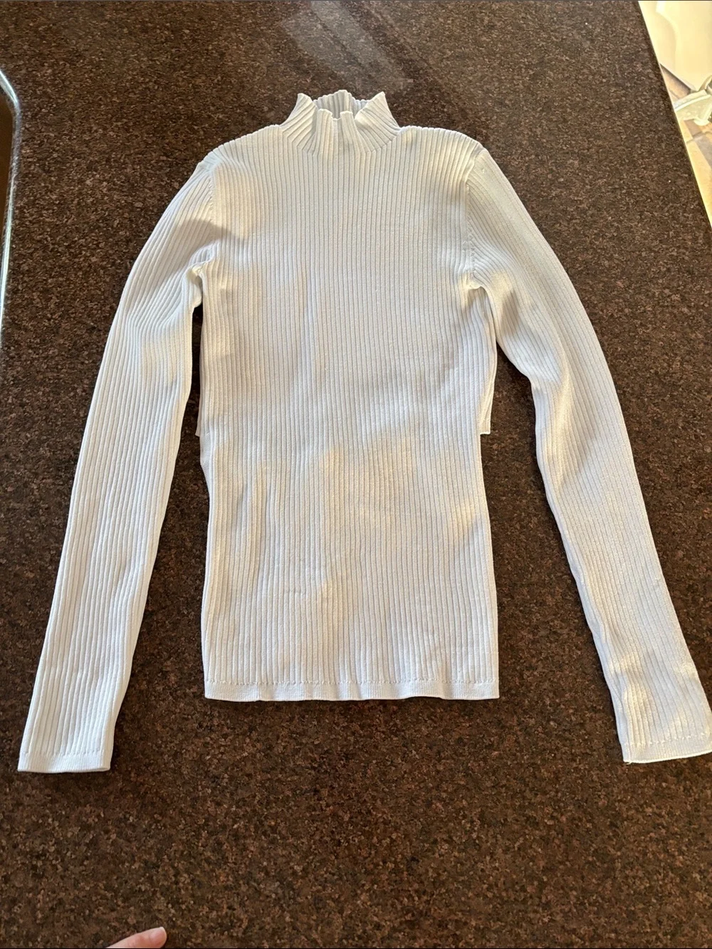 Aritzia/Babaton Ladies White Ribbed Sculpt Knit Tie Back Sweater-XS