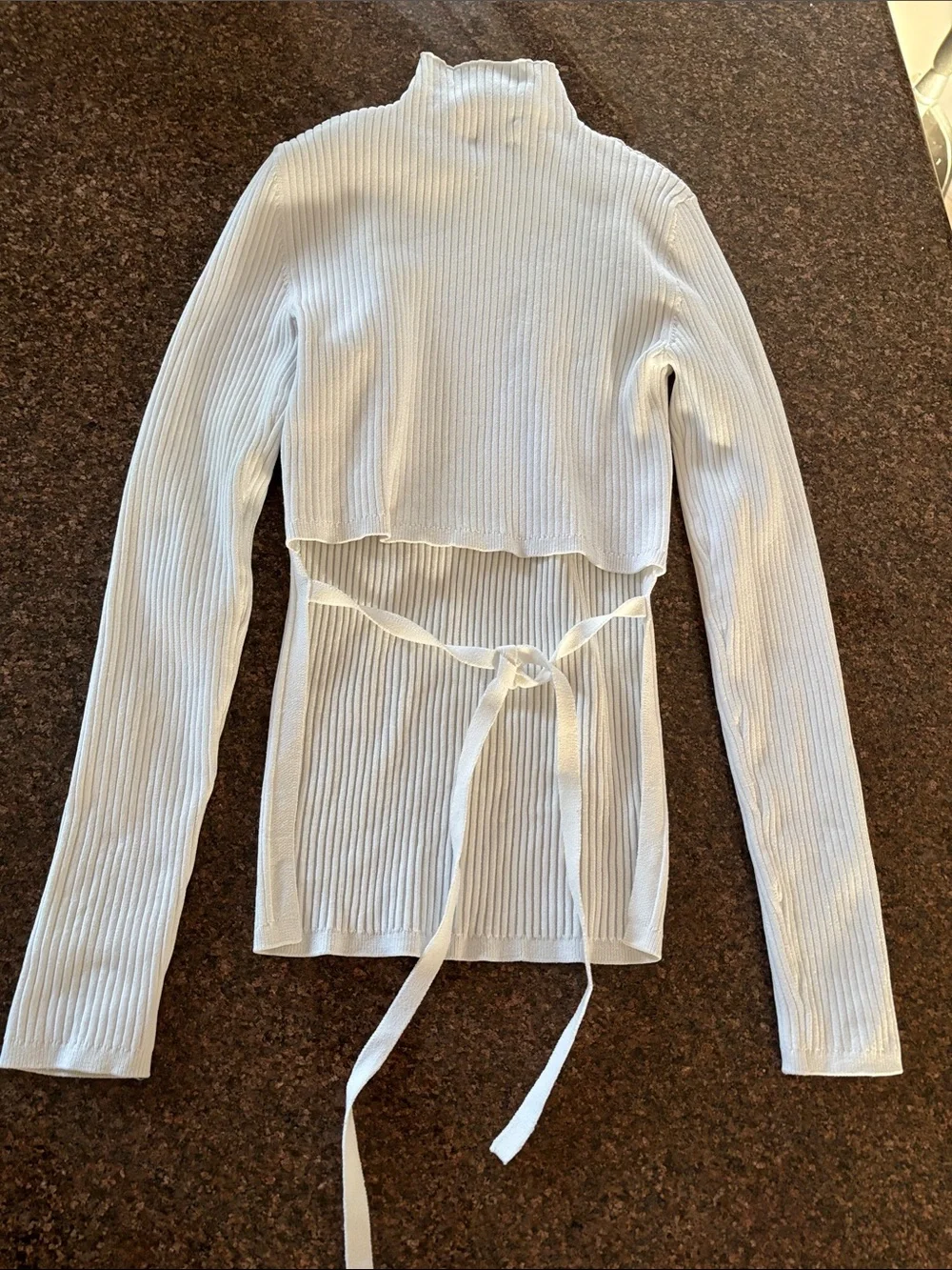 Aritzia/Babaton Ladies White Ribbed Sculpt Knit Tie Back Sweater-XS
