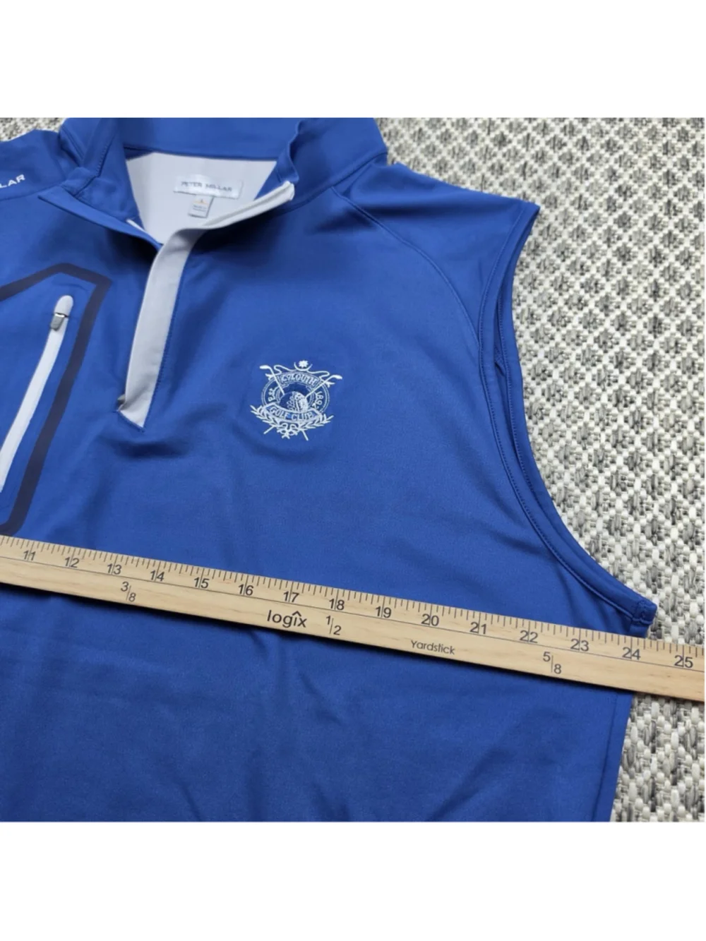 Peter Millar Clouth Golf Club Crown Sport Vest Quarter Zip Blue Large