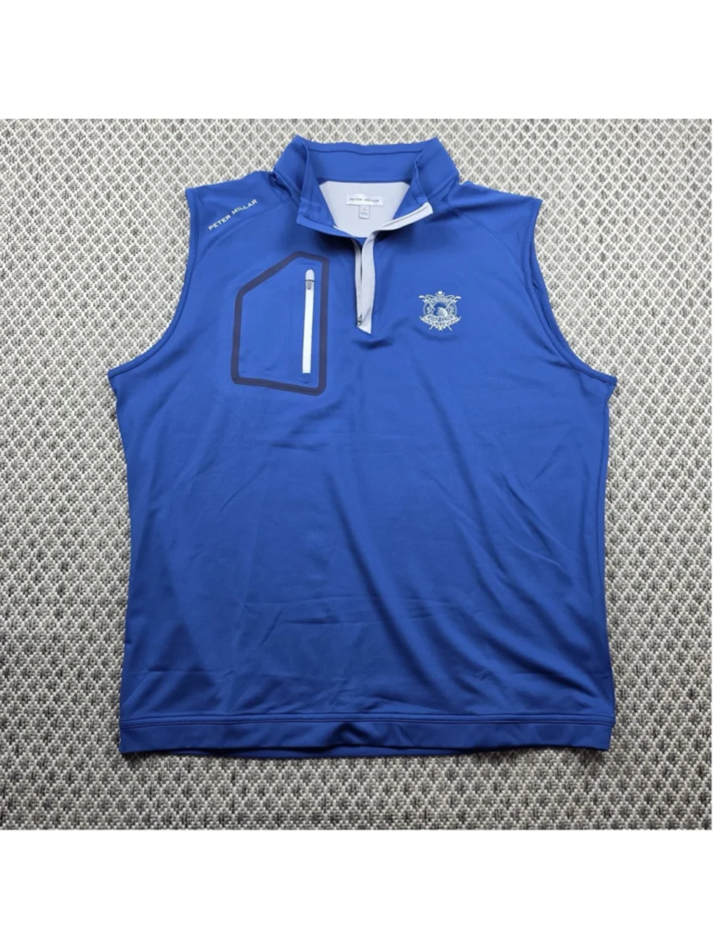 Peter Millar Clouth Golf Club Crown Sport Vest Quarter Zip Blue Large
