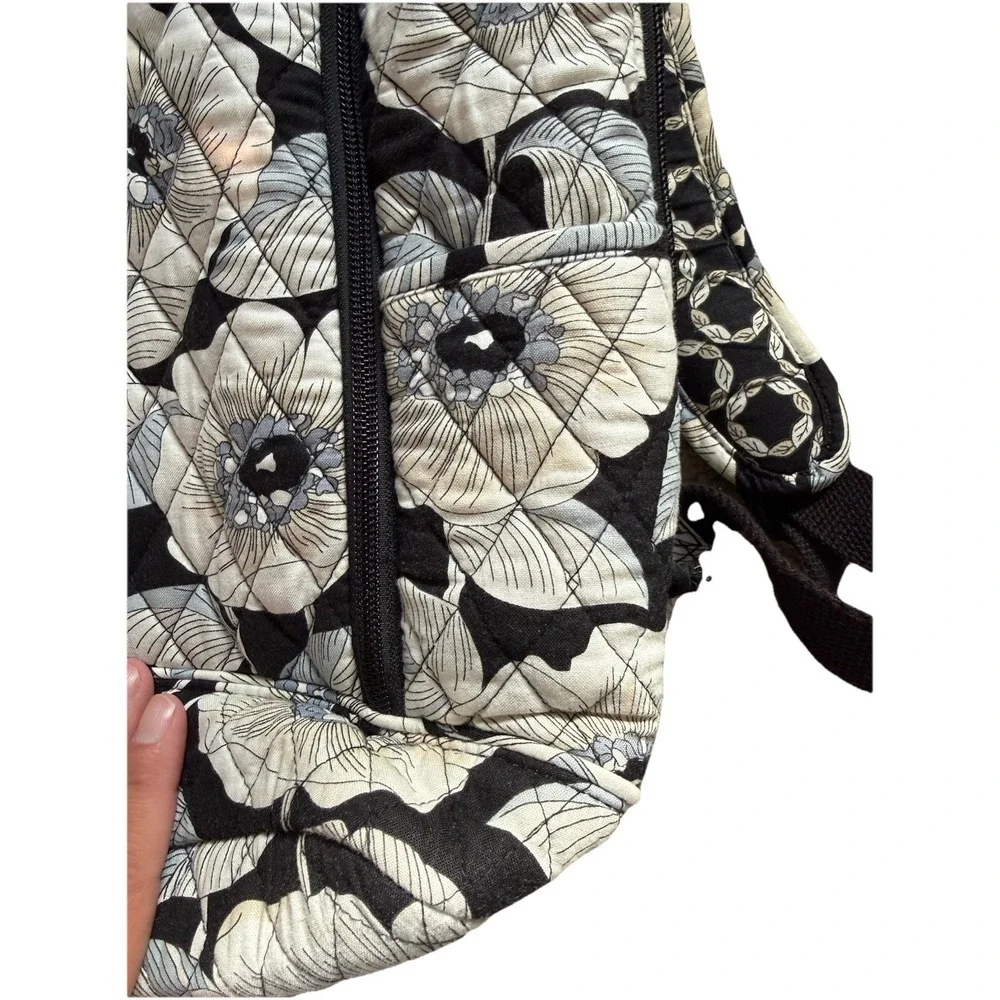 Vera Bradley Black & Cream Floral Laptop Bag Backpack