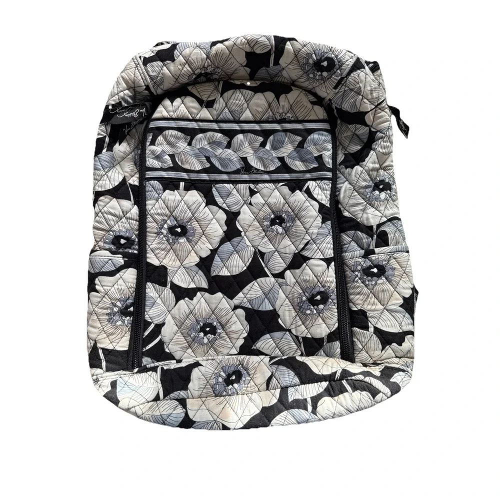 Vera Bradley Black & Cream Floral Laptop Bag Backpack