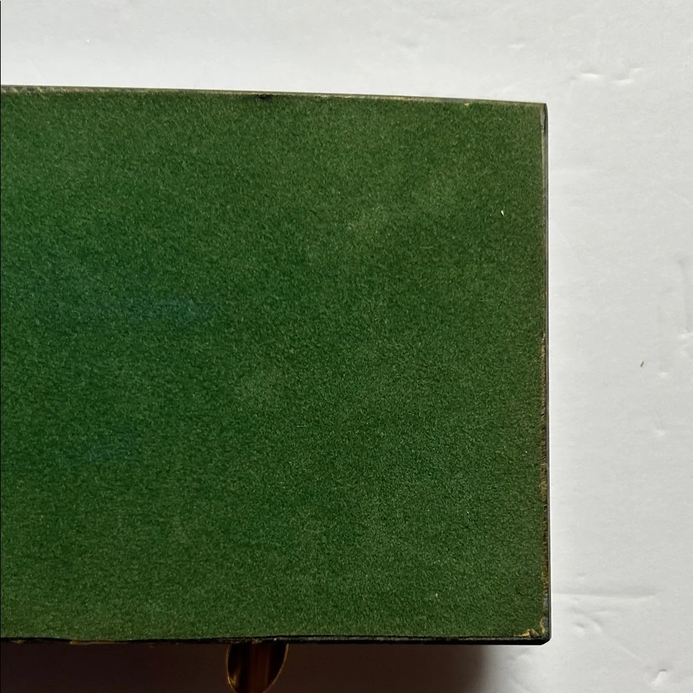MCM 1960’s Gold Pen Stand Dark Green Marble Dual pen holder Vtg Condition no pen