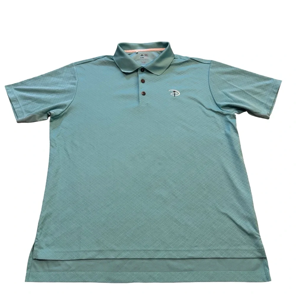 Adidas Mens ClimaCool Disney Golf Polo Shirt Teal Blue Diamond Grid Large D33778