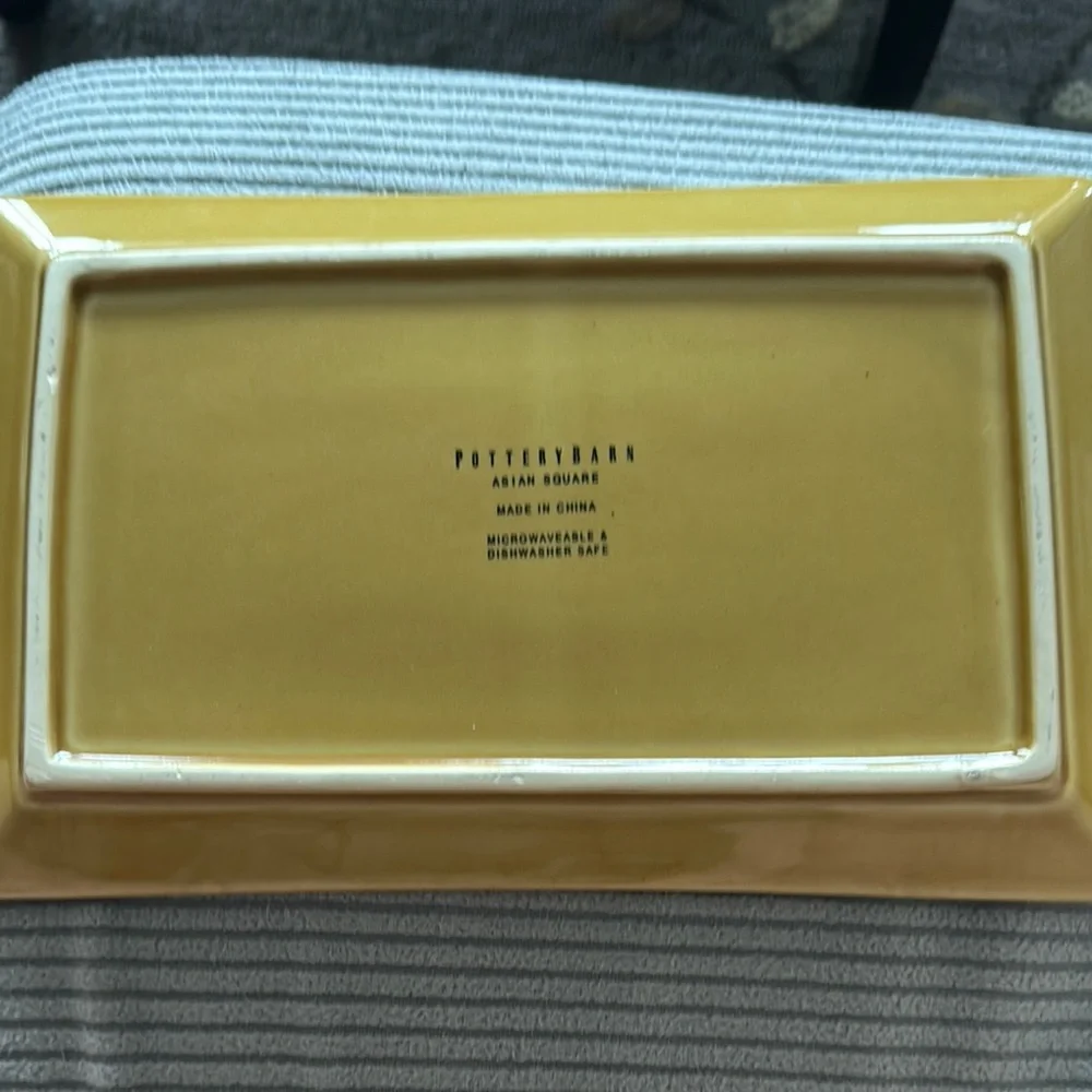 Pottery Barn Asian Square Mustard Rectangular Platter and Bowl