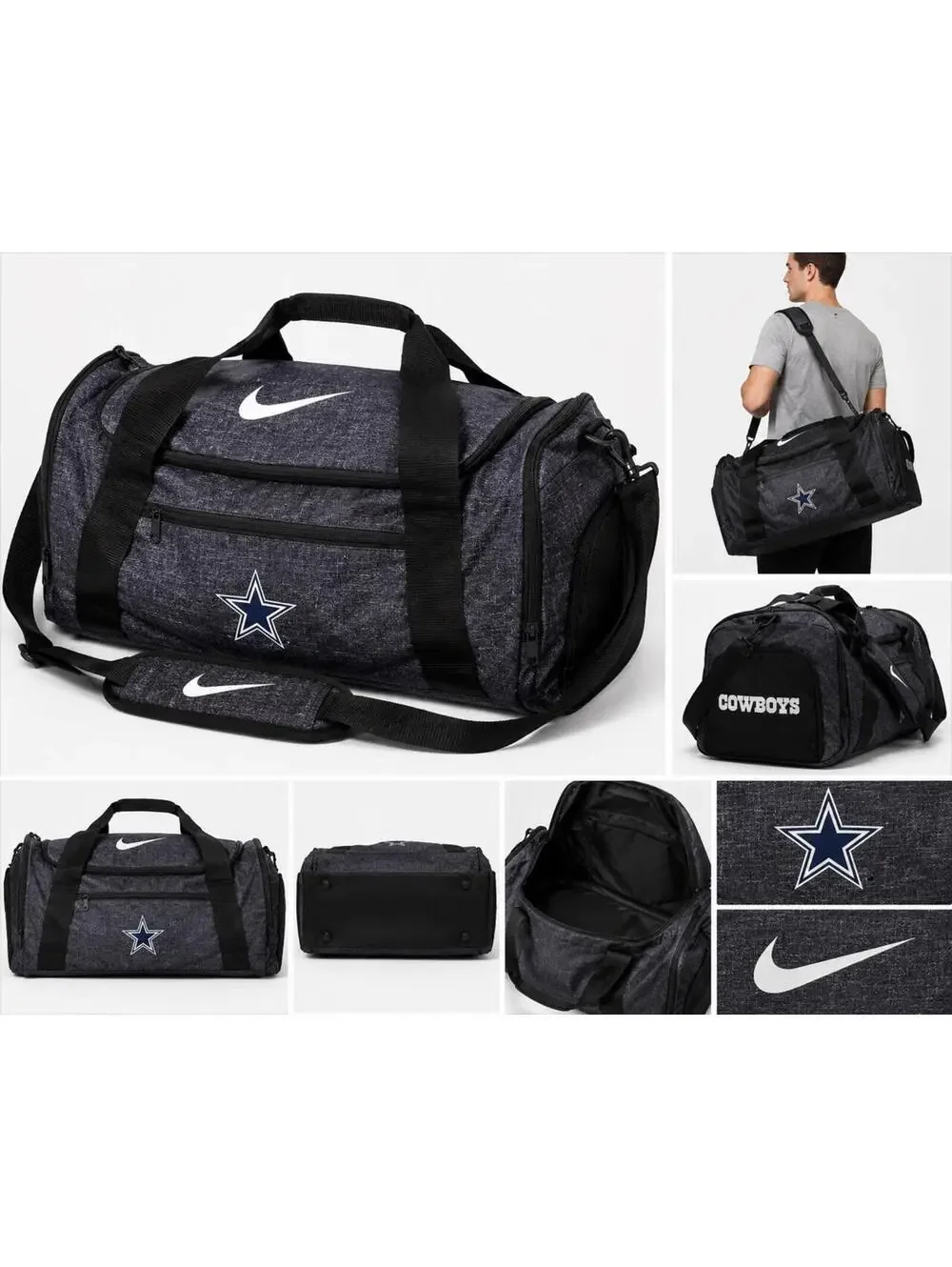 Nike Dallas Cowboys Duffel Bag Gray Black Gym Travel Sports Overnight Bag
