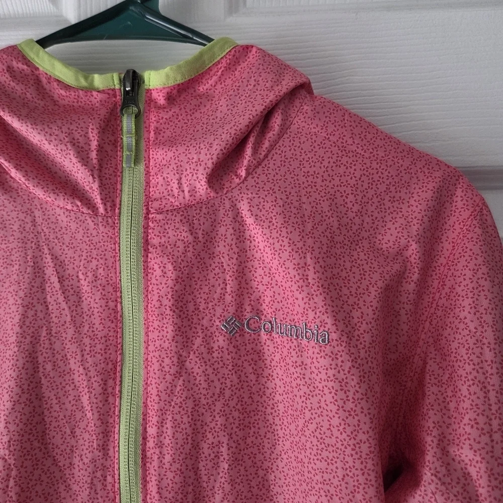 Columbia Girls Jacket L Omni-Wick Pink and Lime Green Windbreaker