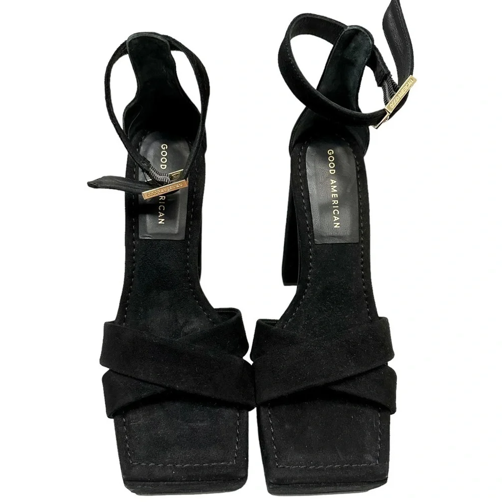 Good American Description Square Toe Platform Heel Sandals