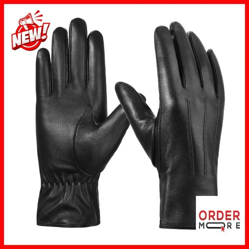 Cashmere Lined Sheepskin Leather Gloves Touchscreen Driving Winter