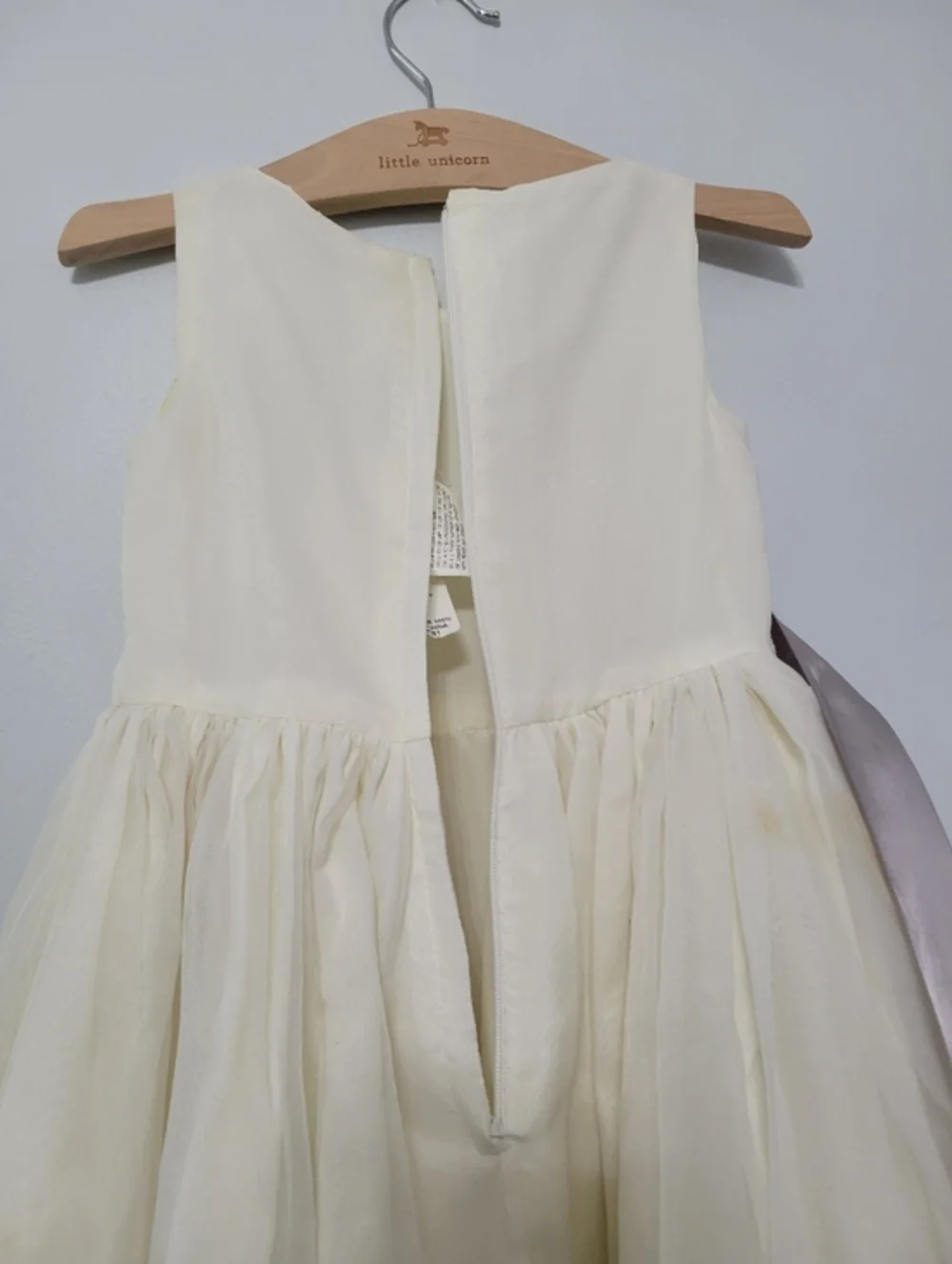 Sweet Beginnings‎ Flower Girl Dress Size 8 Ivory Off White w/ Gray Sash