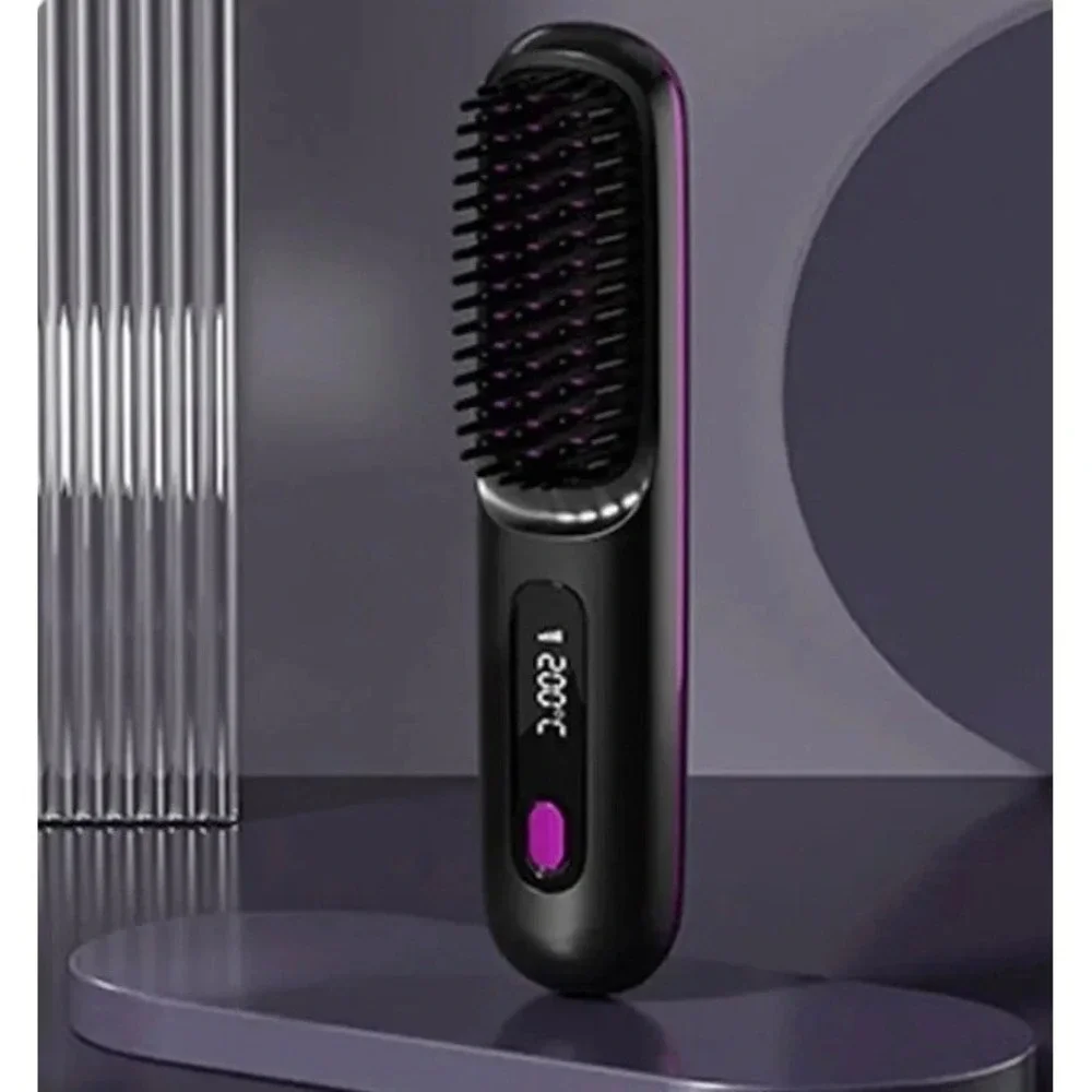 Hot Cordless Mini Hair Straightener Brush Rechargeable