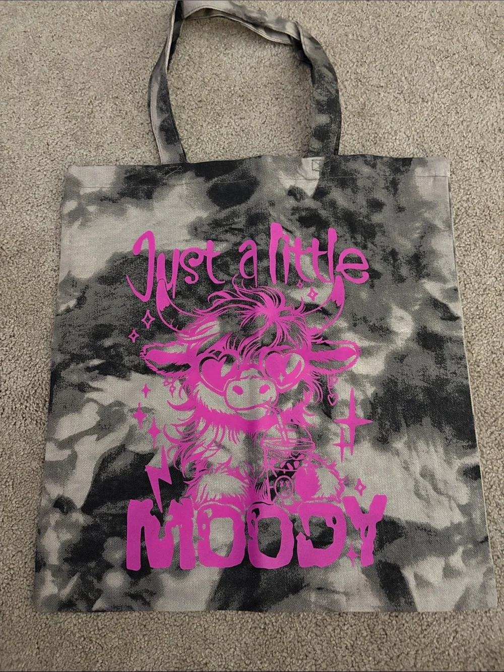 Just a Little Moody Tie-Dye Tote - Pink Graphic