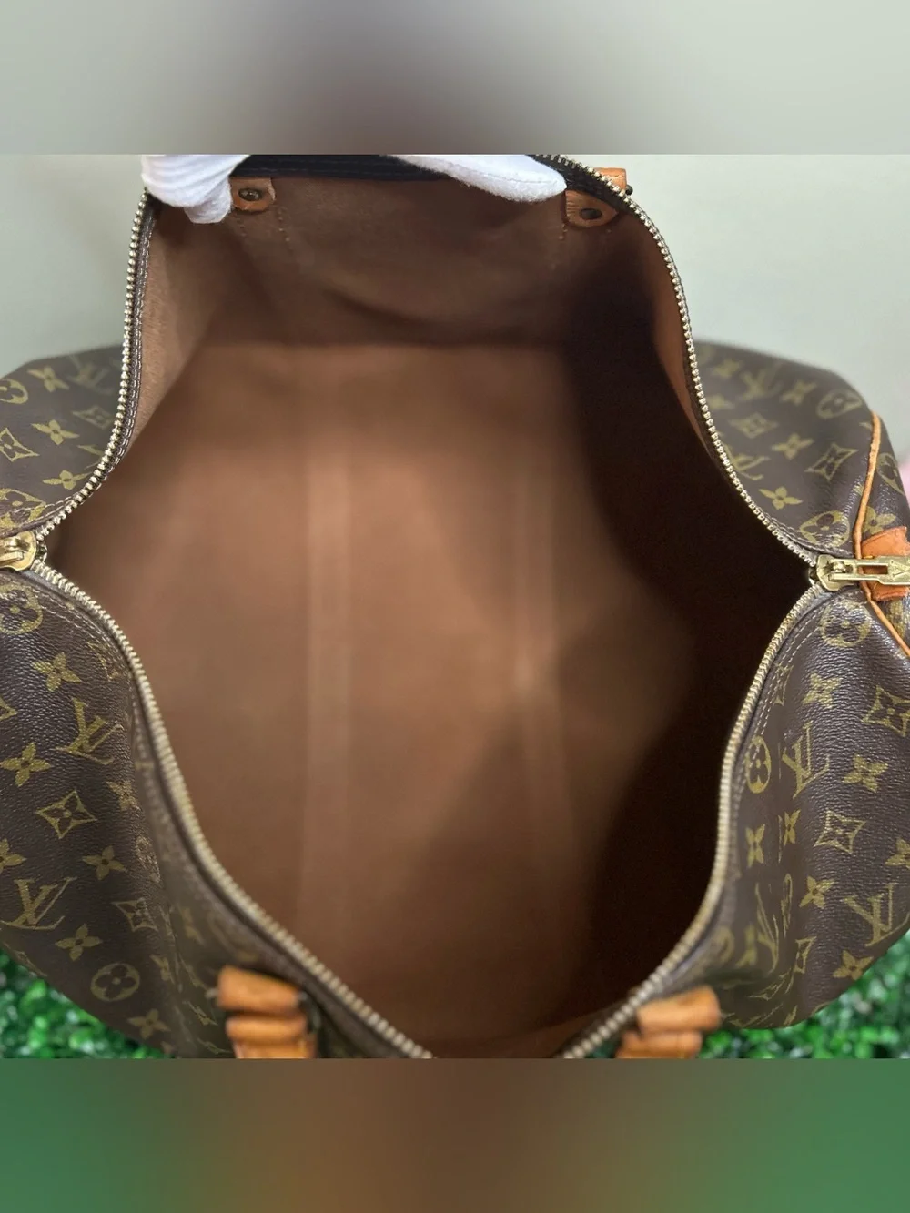 Louis Vuitton Keepall 50 Monogram Travel Bag w/ Luggage Tag, Handle Band & Strap