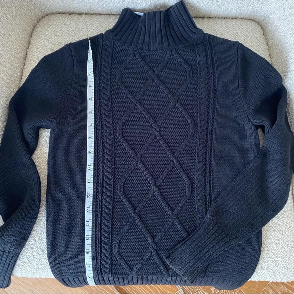 J.Crew Black Mockneck center cable-knit sweater size XXS