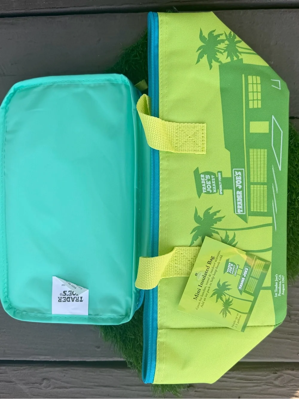 💛Trader Joe's Lime Green Mini Insulated Tote Bag ⚽️ 1 DAY SALE 🔴🇺🇸