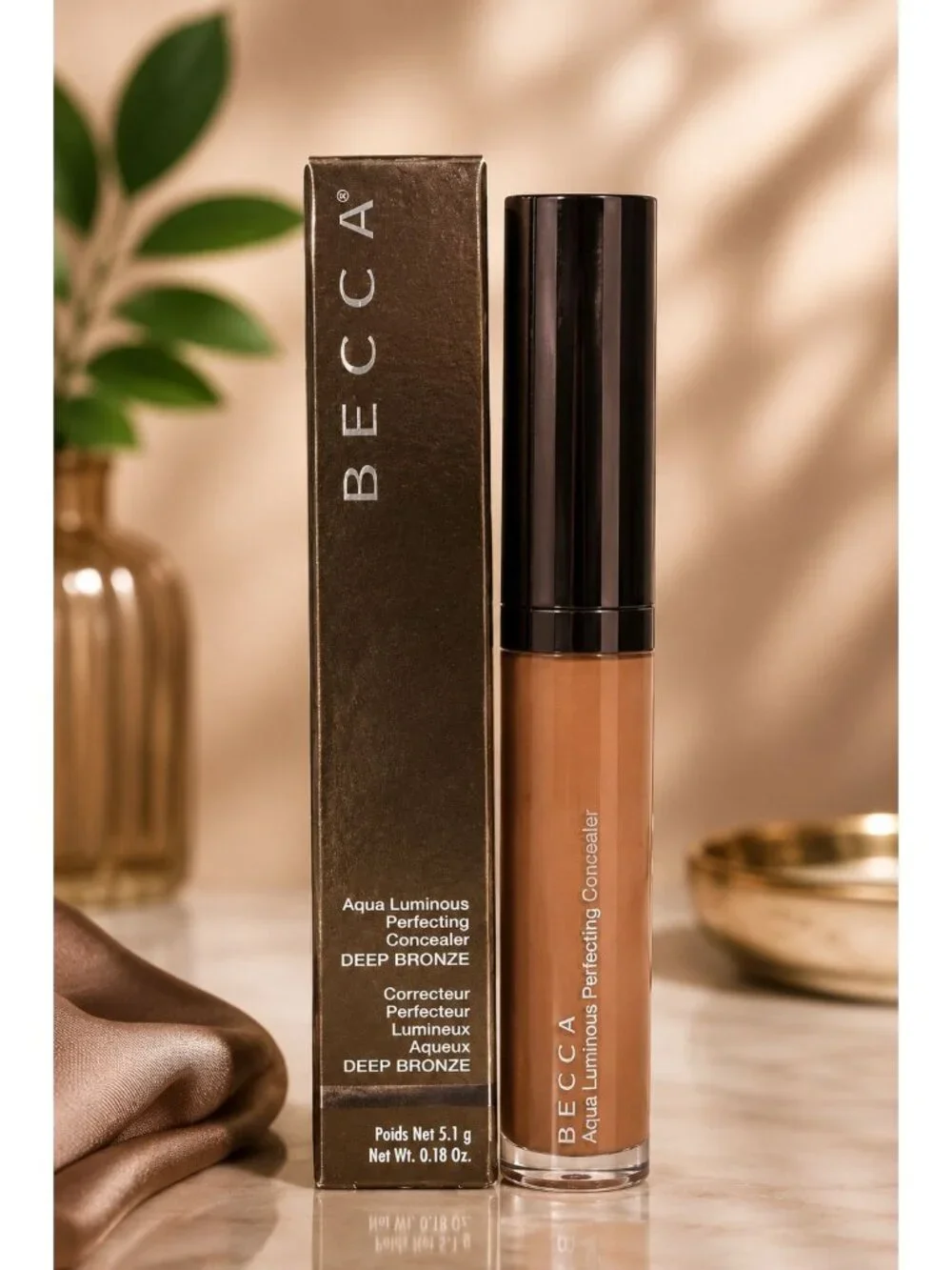 BECCA Aqua Luminous Perfecting Concealer Deep Bronze 0.18 oz Full Size NIB