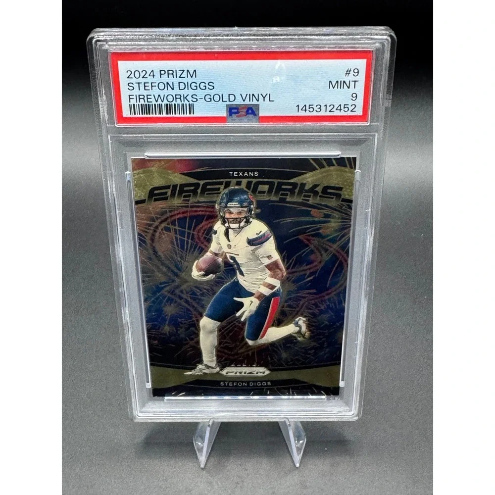 2024 Panini Prizm Stefon Diggs Fireworks Gold Vinyl 1/5 PSA 9 Mint Texans #9