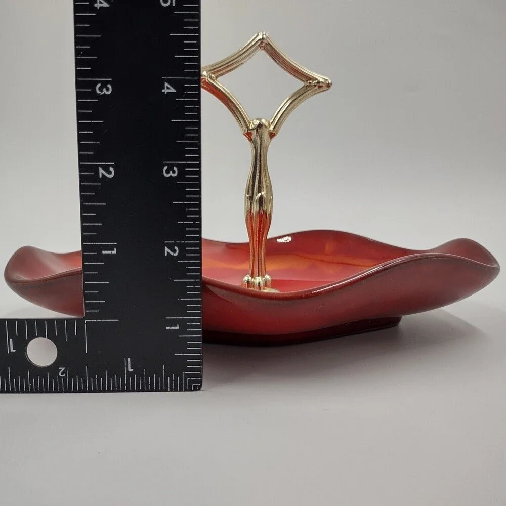 Blue Mountain Pottery Red & Orange Tidbit Tray Canada Redware