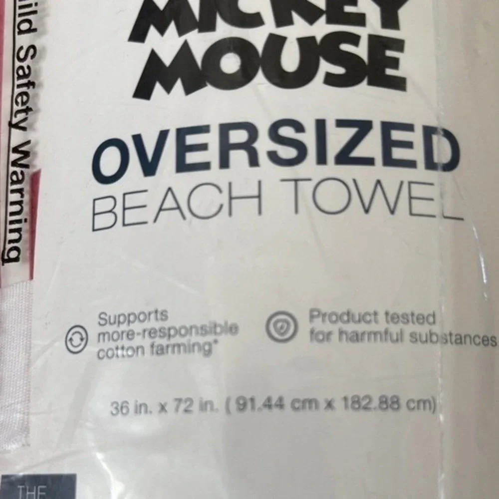 Disney Mickey Mouse Beach Towel America July 4th Summer Oversized 36
