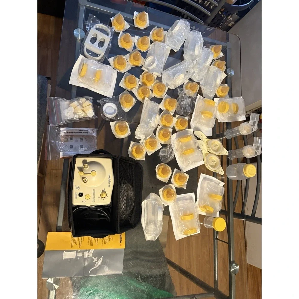 Medela Advanced Pump Motor Case & Massive 60+ Pc Lot Sealed Nipples Bottles