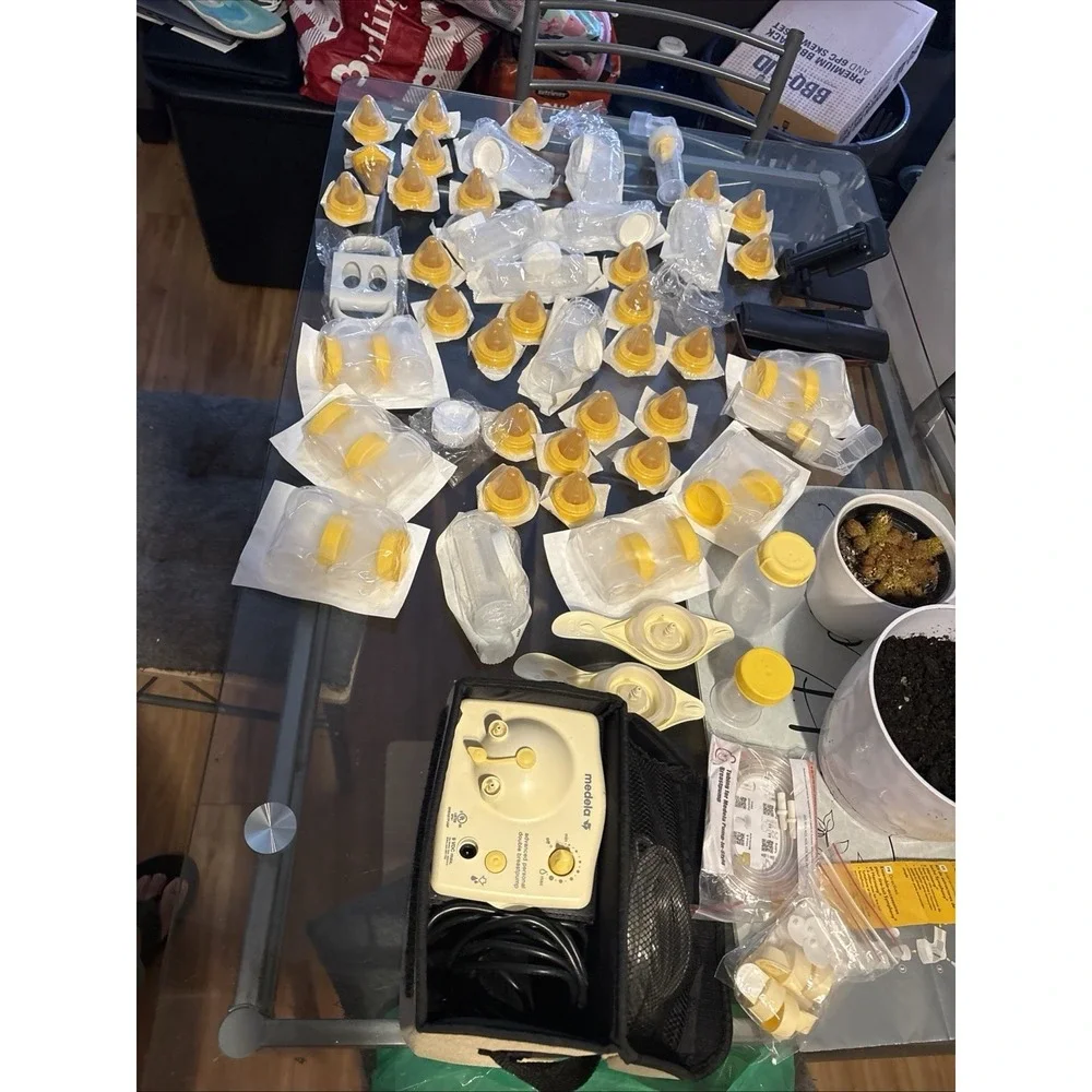 Medela Advanced Pump Motor Case & Massive 60+ Pc Lot Sealed Nipples Bottles