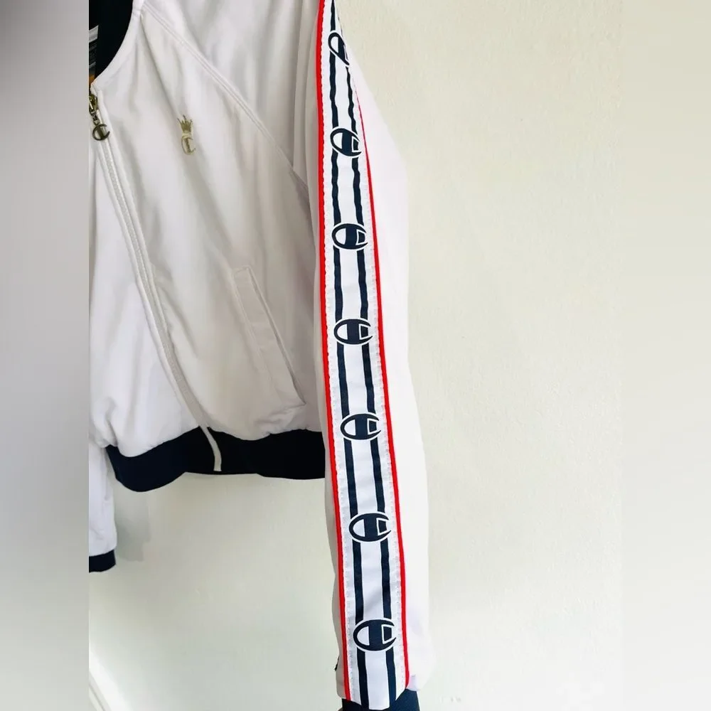 Champion track jacket vintage cropped logo embroidered women’s XS