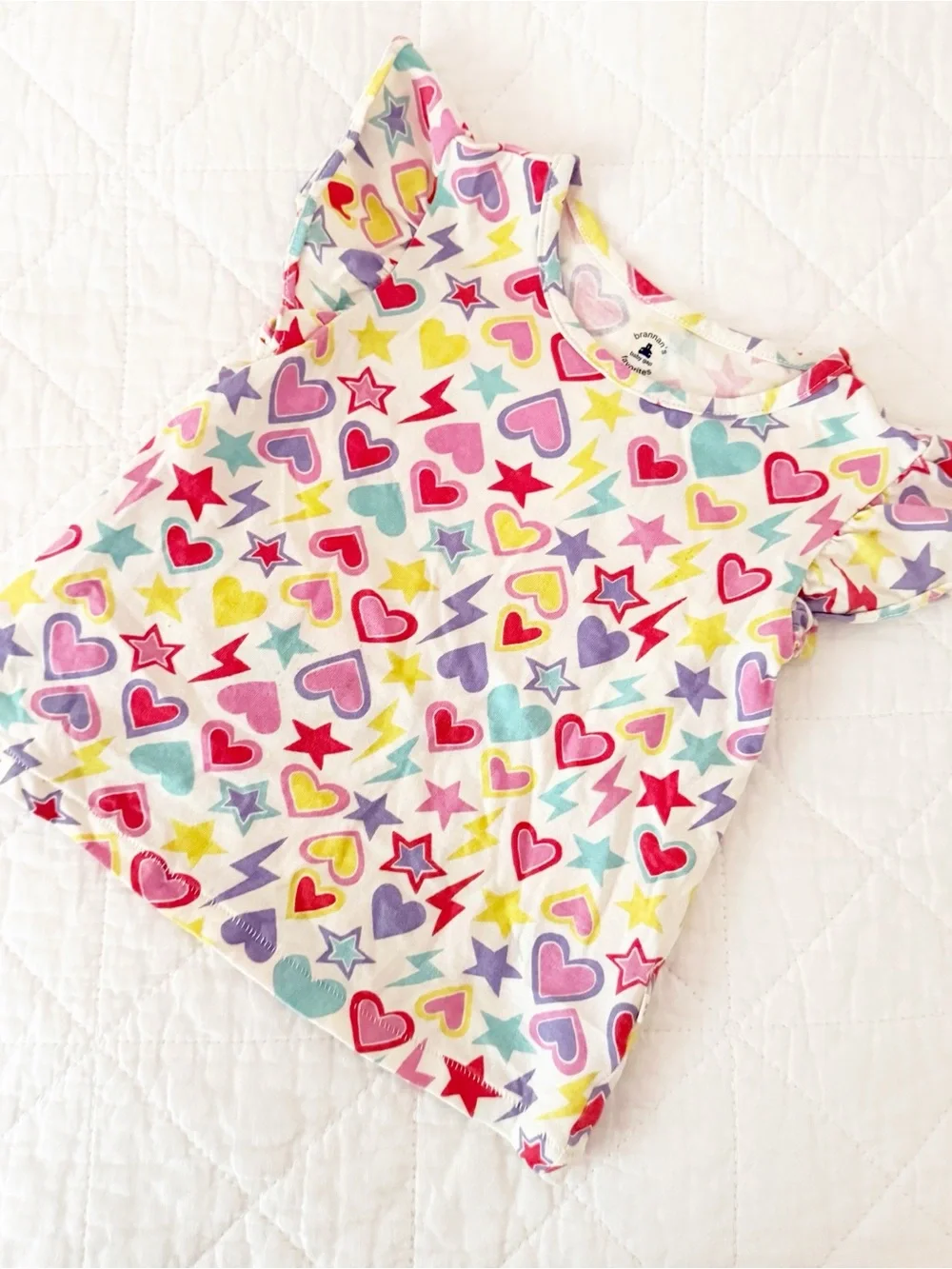 GAP Kids 3T Girls White Toddler Tee Multicolor Hearts & Stars