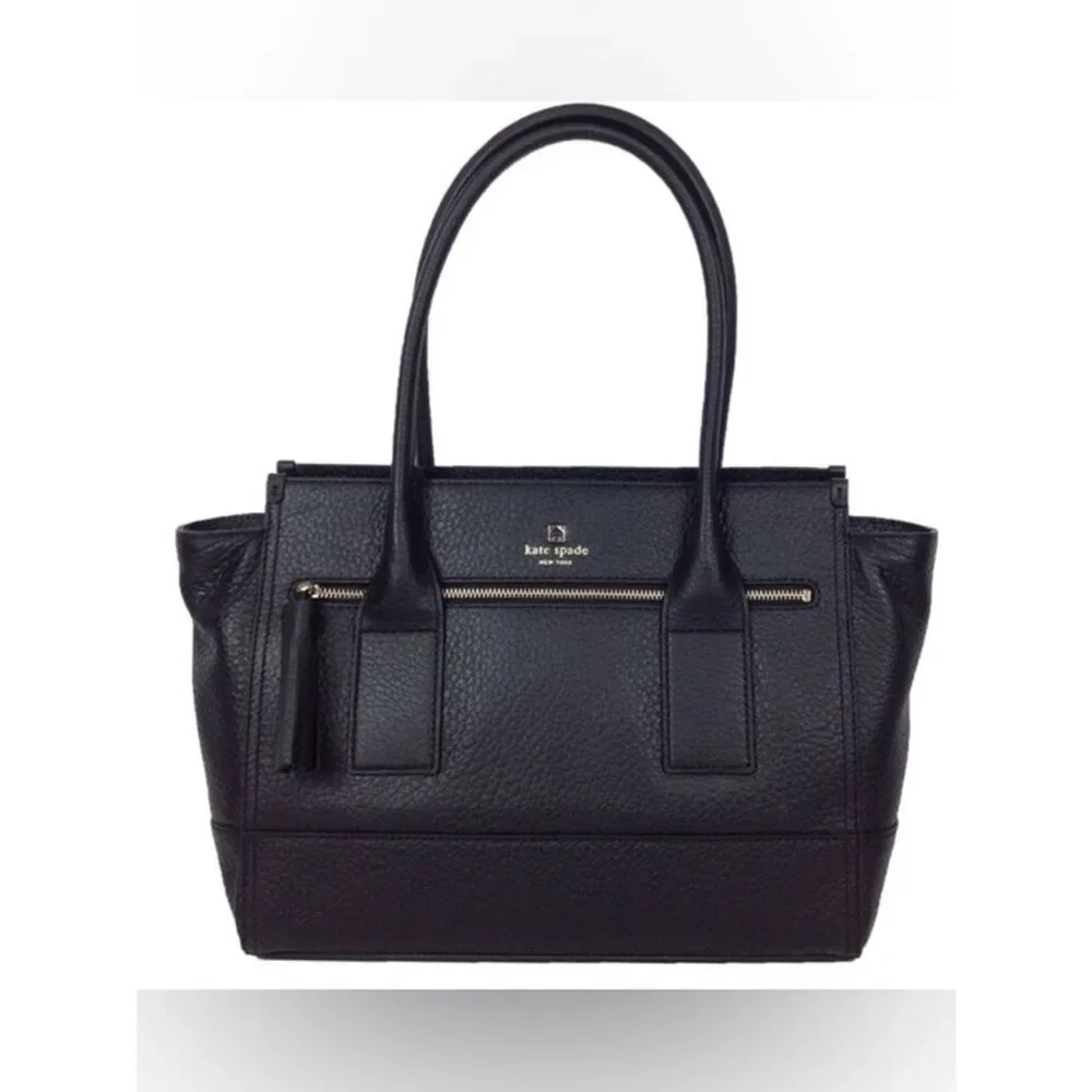 Kate Spade Southport Oden Black Pebbled Leather Satchel with Tassel