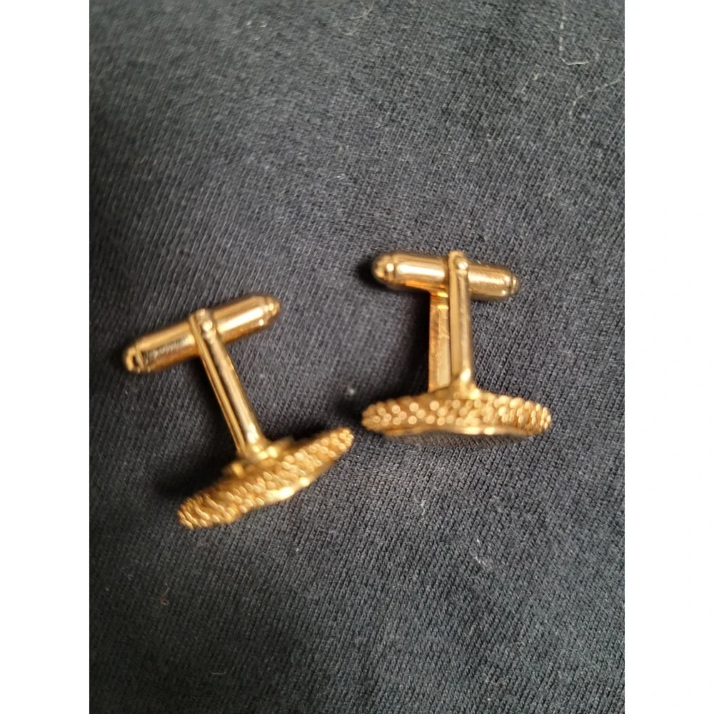 Anson Vintage Gold Tone Round Rope Border Toggle Back Cufflinks Mens Jewelry