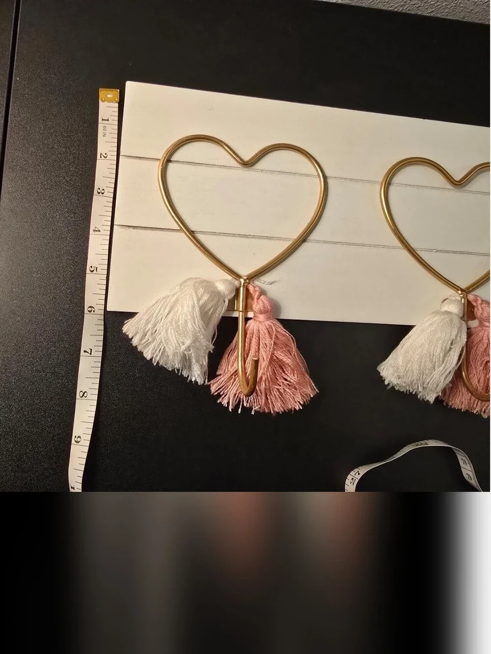Heart Hook Wall Decor with Pink and White Tassels