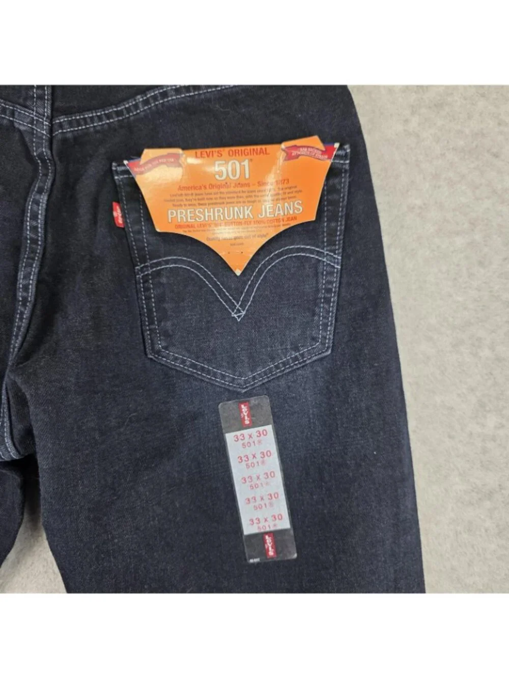 Levi's 501 Jeans Mens 33x30 Dark Wash Button Fly Deadstock Preshrunk NWT 2003