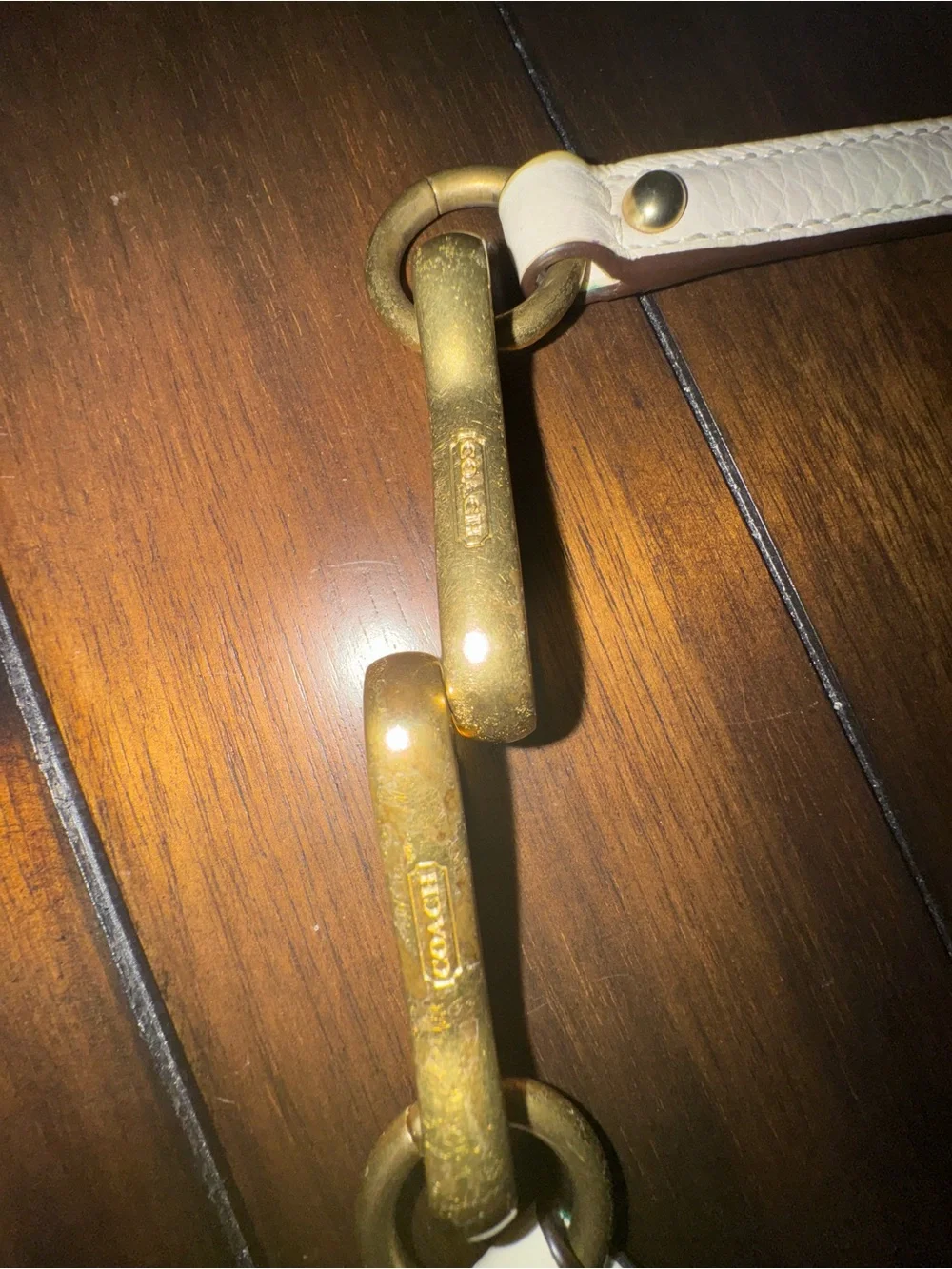 Coach Leather Shoulder Strap with Brass Hardware