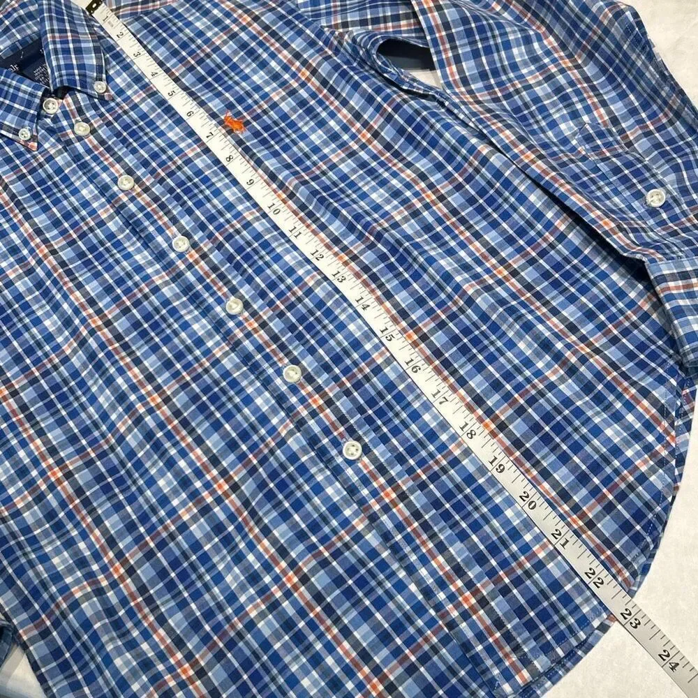 Ralph Lauren Boys Button Down Shirt Sz Small 8-10 Blue Plaid Long Sleeve